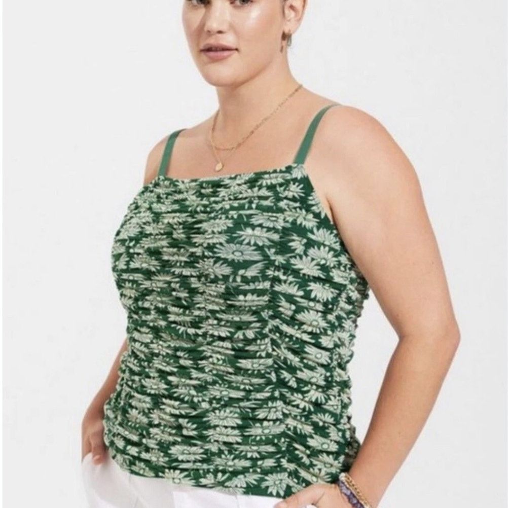 Torrid Torrid Womens Ditsy Floral Ruched Tank Plus Size 2X Stretch Size XXL / US 16-18 / IT 52-54 - 1 Thumbnail