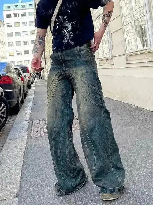 VIBE Baggy retro jeans casual loose hip-hop Y2k wide leg trousers Size US 32 / EU 48 - 7 Thumbnail