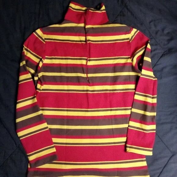 Other Vintage 70s Striped Polyester Turtleneck Shirt Top Size M / US 6-8 / IT 42-44 - 5 Thumbnail