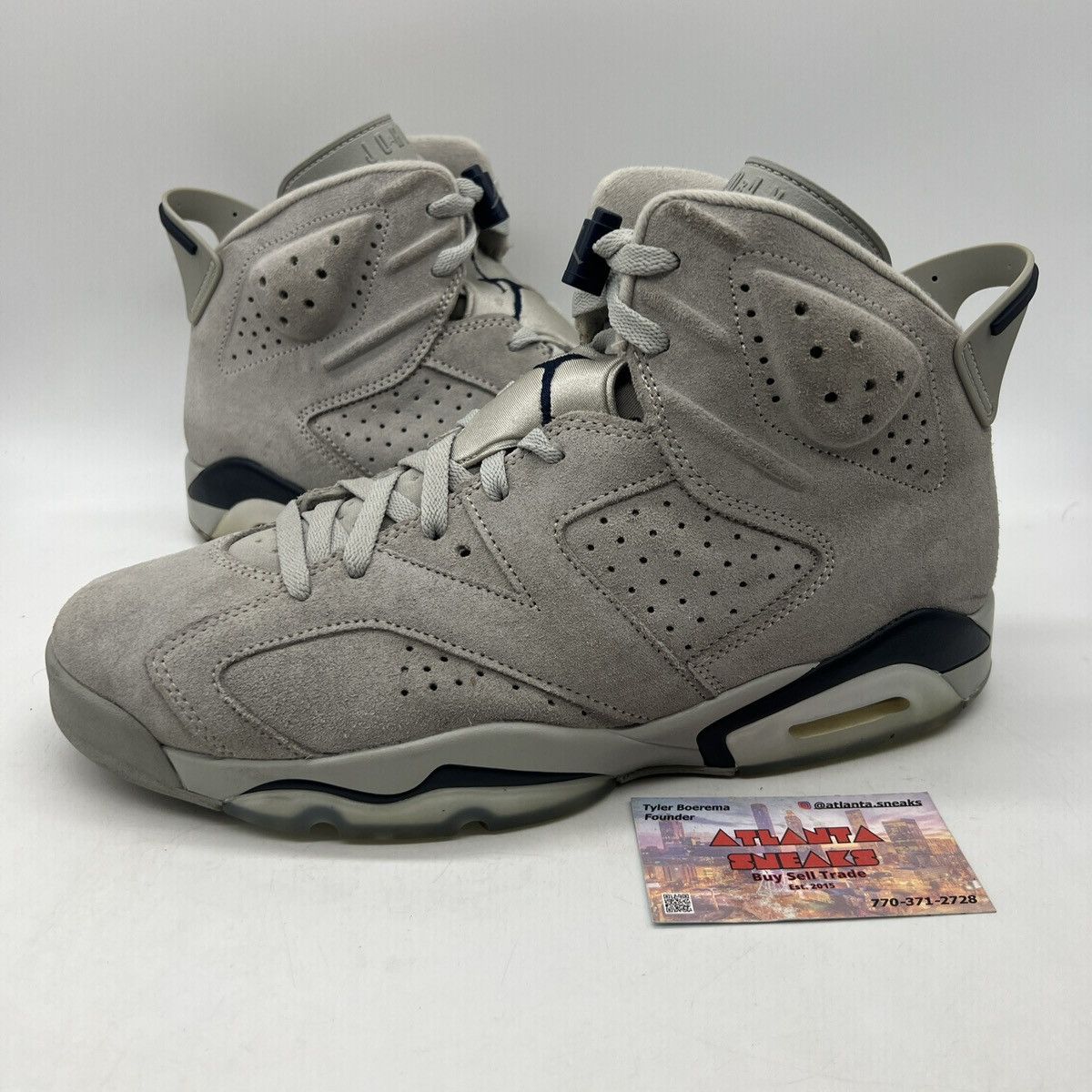 image of Air Jordan 6 Georgetown Shoes in Grey, Men's (Size 11)