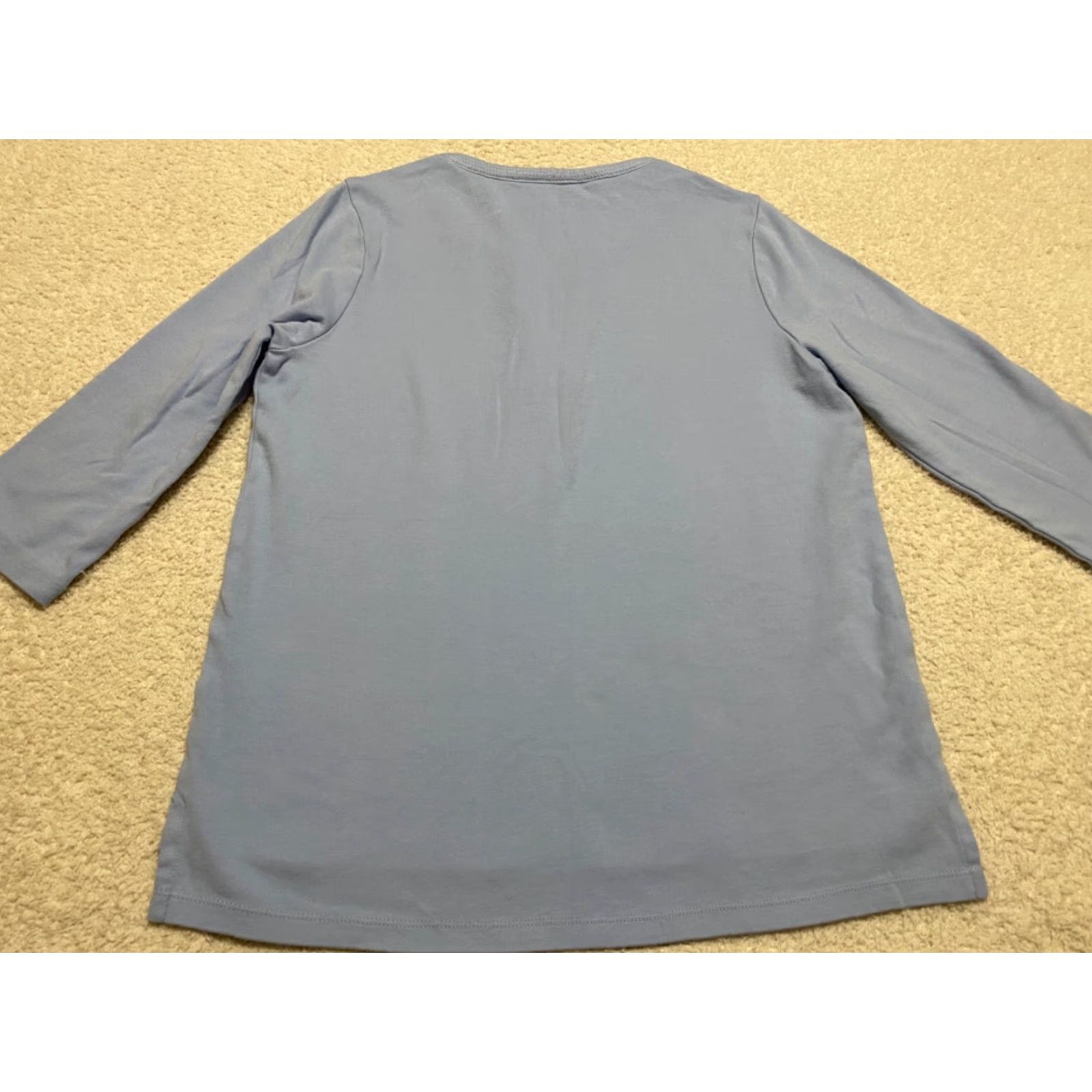Orvis Orvis Womens Shirt Small V-Neck 3/4 Sleeve Pullover Solid Blue Cotton Blouse Womens Size S / US 4 / IT 40 - 6 Thumbnail