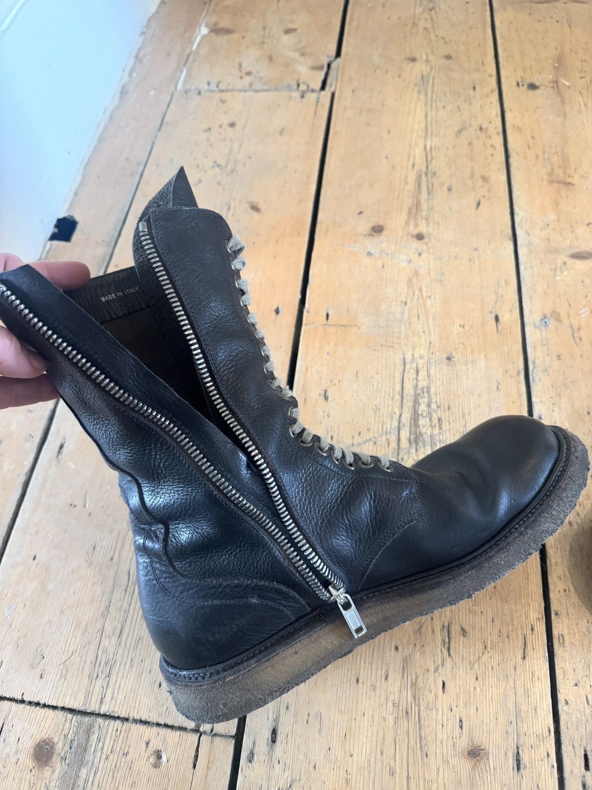 Rick Owens FW17 Glitter army boots with crepe soles Size US 11 / EU 44 - 10 Thumbnail