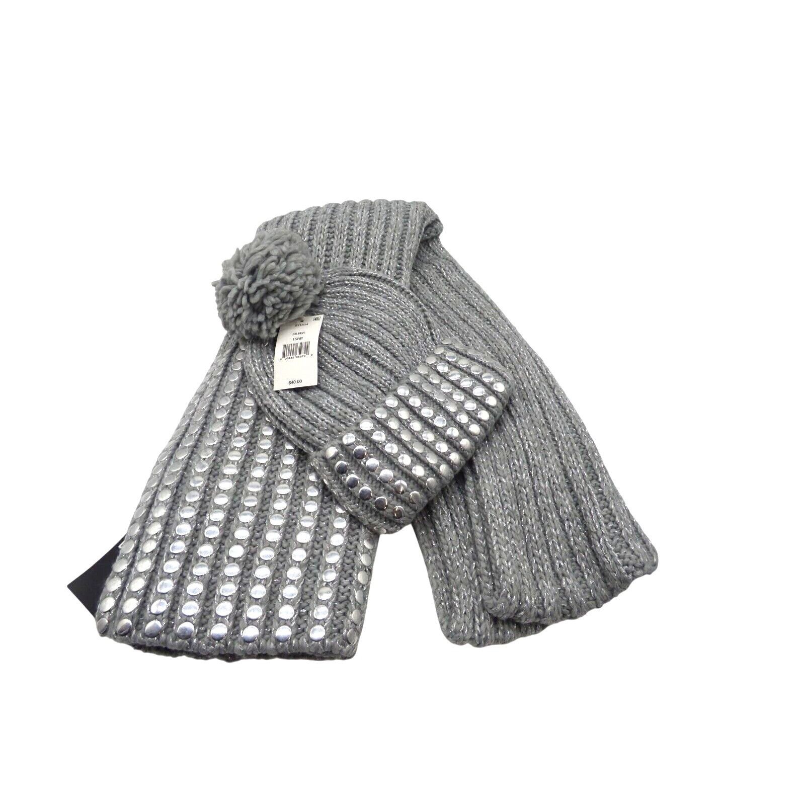 DKNY $98.00 DKNY Flat-Stud Metallic Rib-Knit Scarf and Beanie Com Size ONE SIZE - 2 Thumbnail