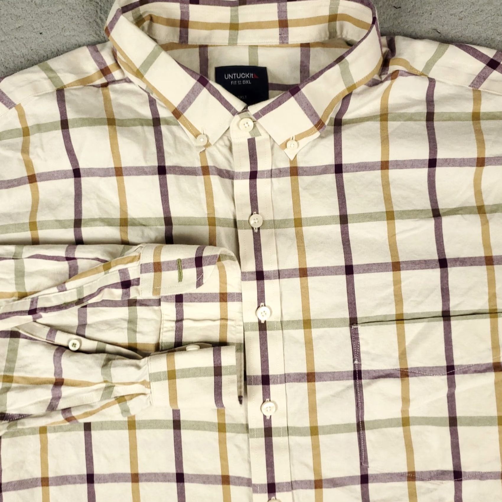UNTUCKit UNTUCKit Shirt Mens 3XL Beige Size 3XLT Check Casual Button Long Sleeve Size US XXL / EU 58 / 5 - 2 Thumbnail