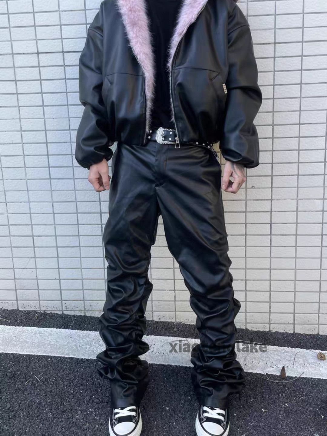 Designer Unisex utility punk yuppie pu skate hiphop pleated pants Size US 34 / EU 50 - 6 Thumbnail