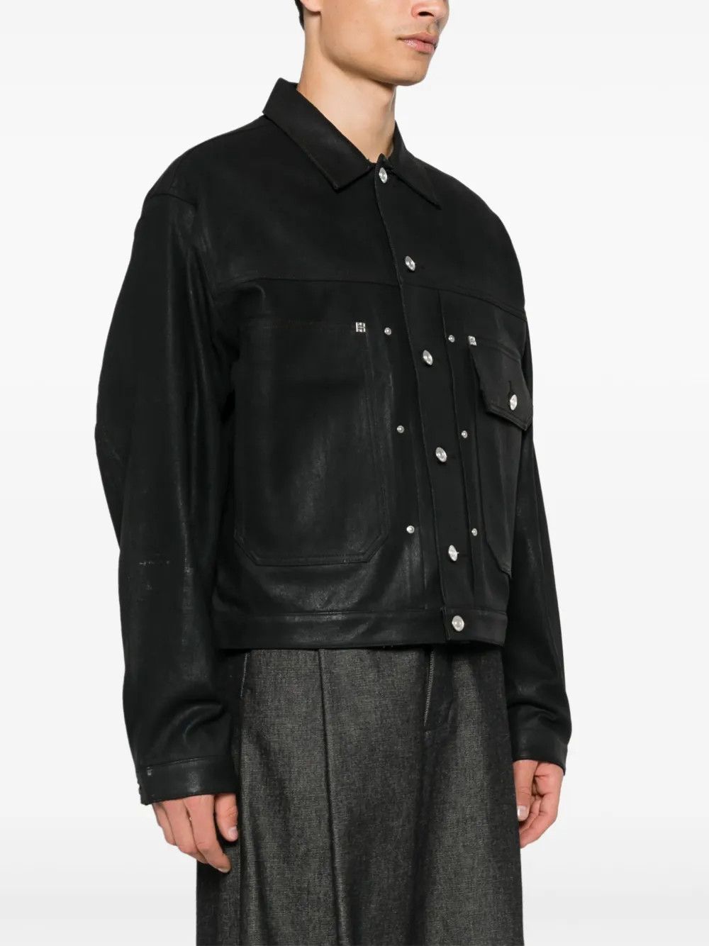 Givenchy o1w1db10525 Pleated And Snapped Denim Jacket in Black Size US S / EU 44-46 / 1 - 3 Thumbnail