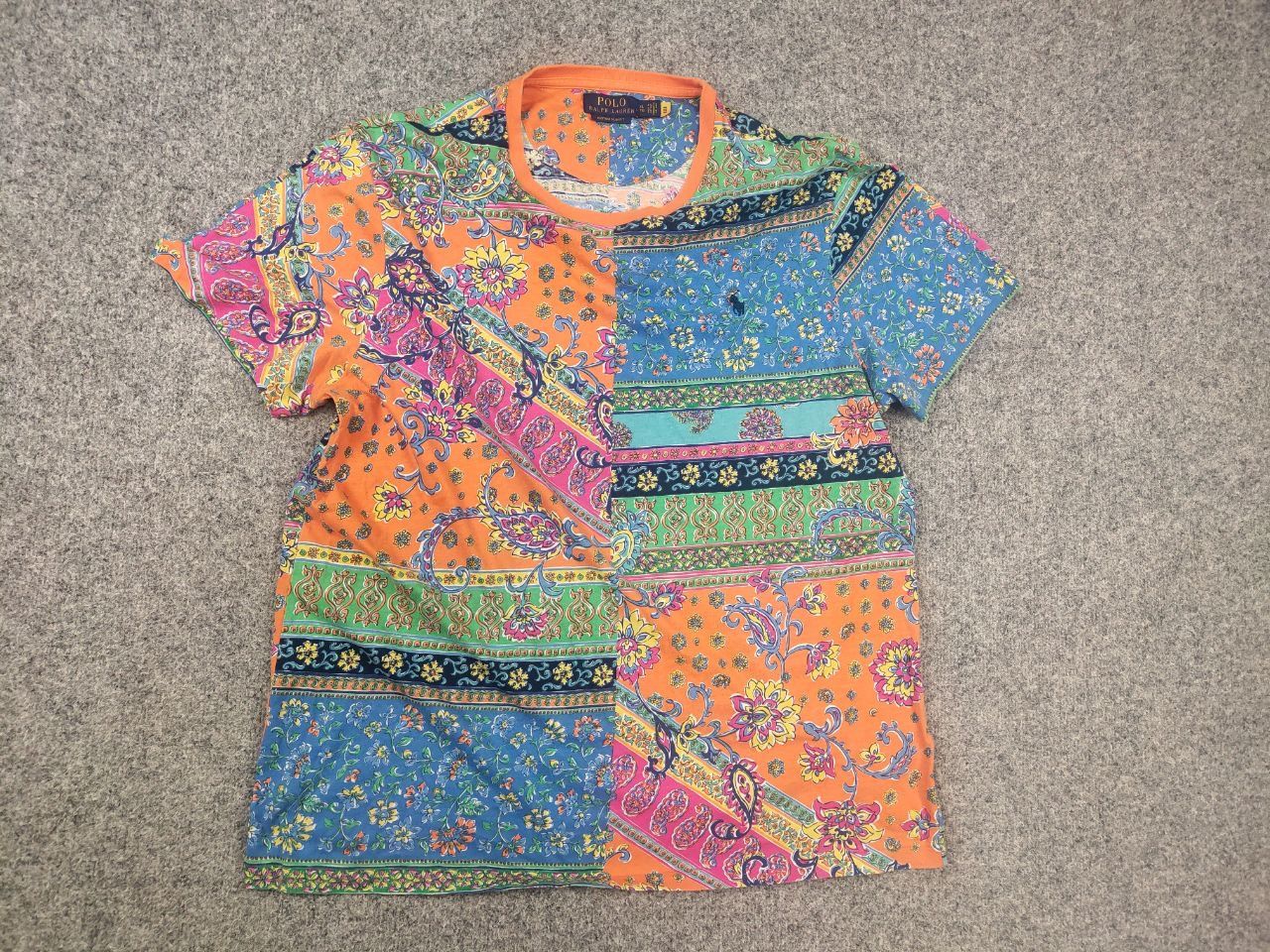 Polo Ralph Lauren Polo Ralph Lauren Patchwork-Print bright T-Shirt Tee Vintage Size US XL / EU 56 / 4 - 6 Thumbnail