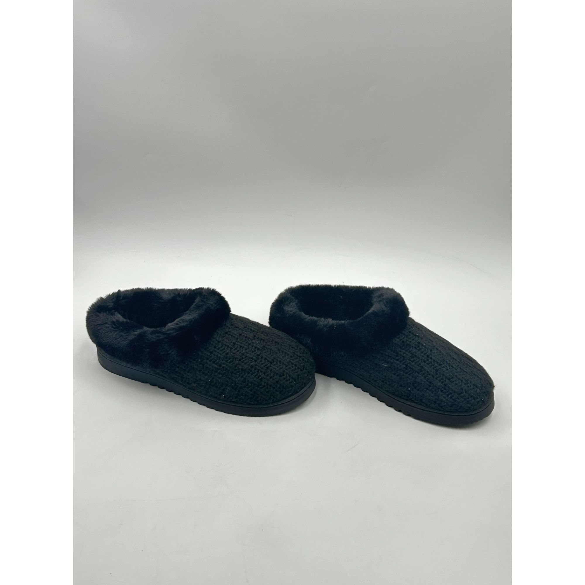 Other Dearfoams Memory Foam Slippers Womens 7-8 Black Faux Fur Cuf Size US 7 / IT 37 - 5 Thumbnail
