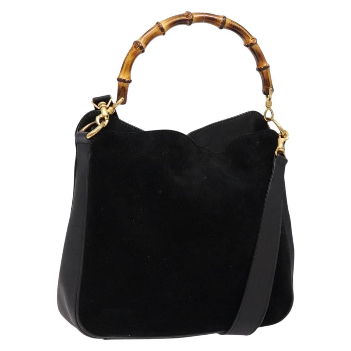 Gucci GUCCI Bamboo Shoulder Bag Suede Black Gold 001 3754 001 3754 Size ONE SIZE - 1 Thumbnail