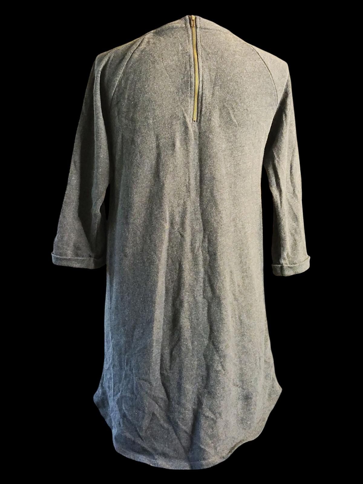 Forever 21 Forever 21 Grey Long Sleeve Dress with 'MERCI BIEN' Print Size S / US 4 / IT 40 - 6 Thumbnail