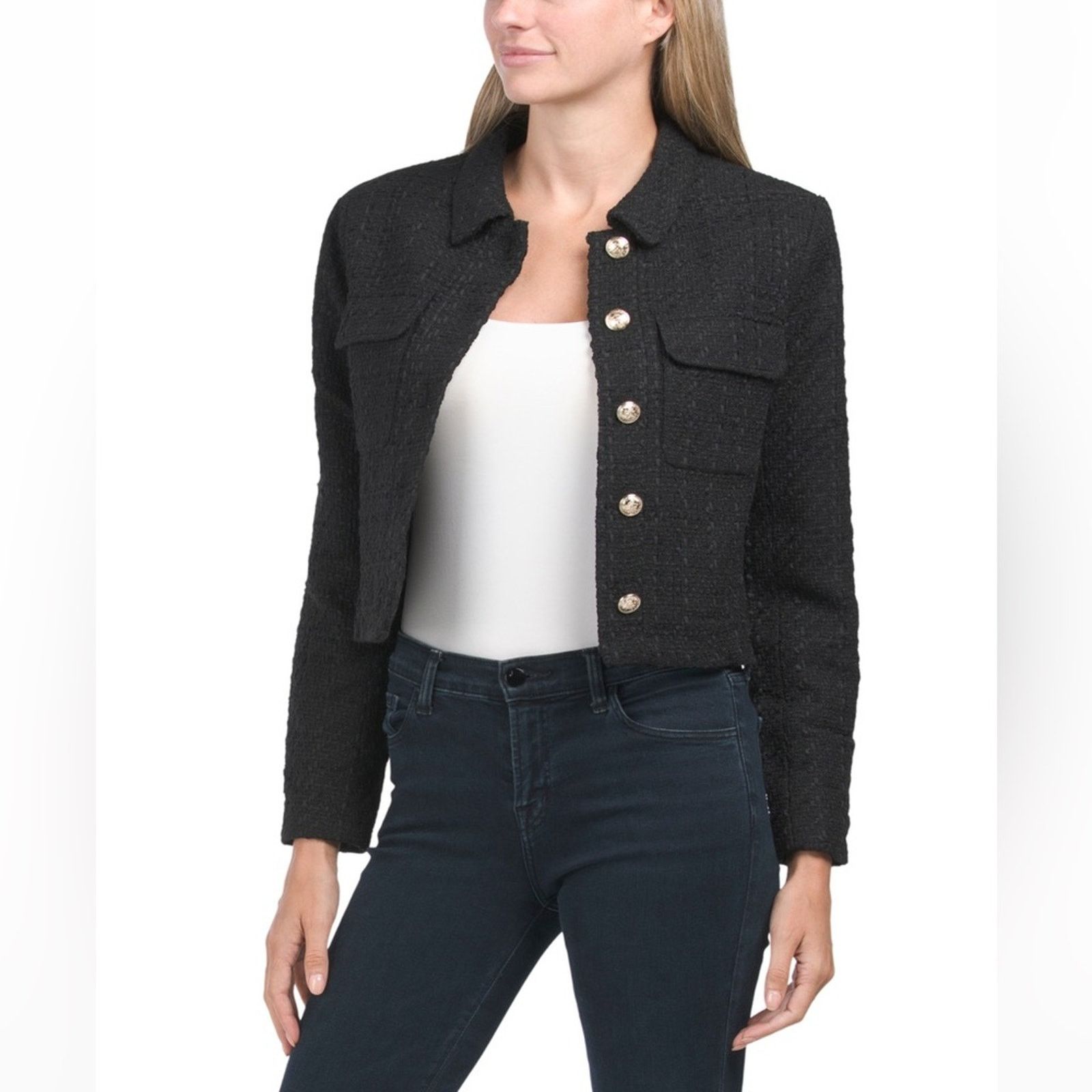 Rachel Zoe 🎉LAST PIECE🎉 RACHEL ZOE Solid Boucle Crop Jacket Size M / US 6-8 / IT 42-44 - 1 Thumbnail