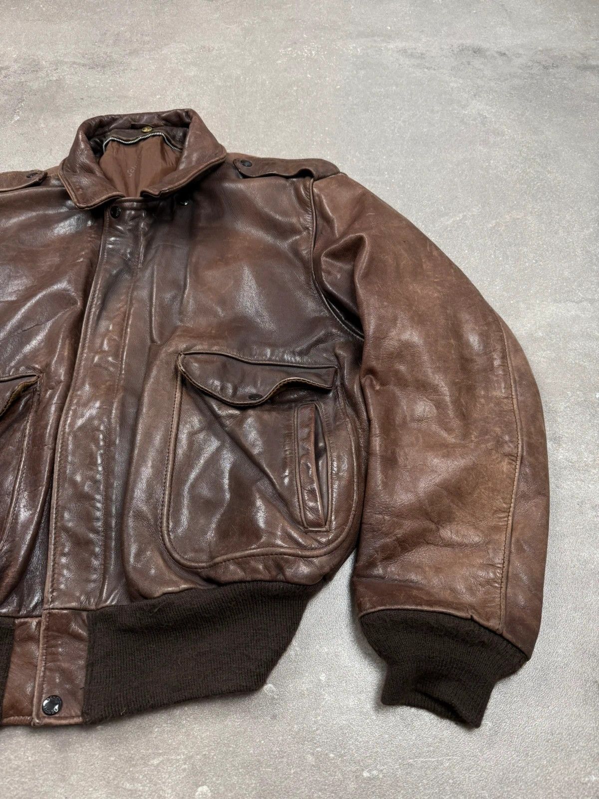 Schott Schott leather jacket vintage 1980s 1970s rétro made in USA Size US XL / EU 56 / 4 - 2 Thumbnail