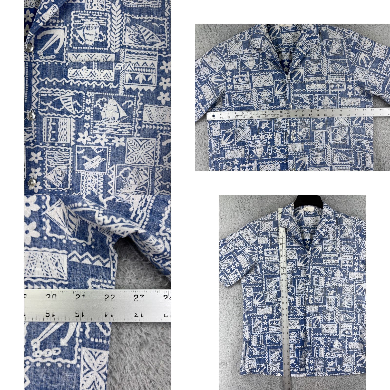 Vintage P&L Fashion Shirt Mens Blue White Floral Button-Up Casual Hawaiian Resort Aloha Travel M Medium Mens Shirts Size US M / EU 48-50 / 2 - 8 Thumbnail