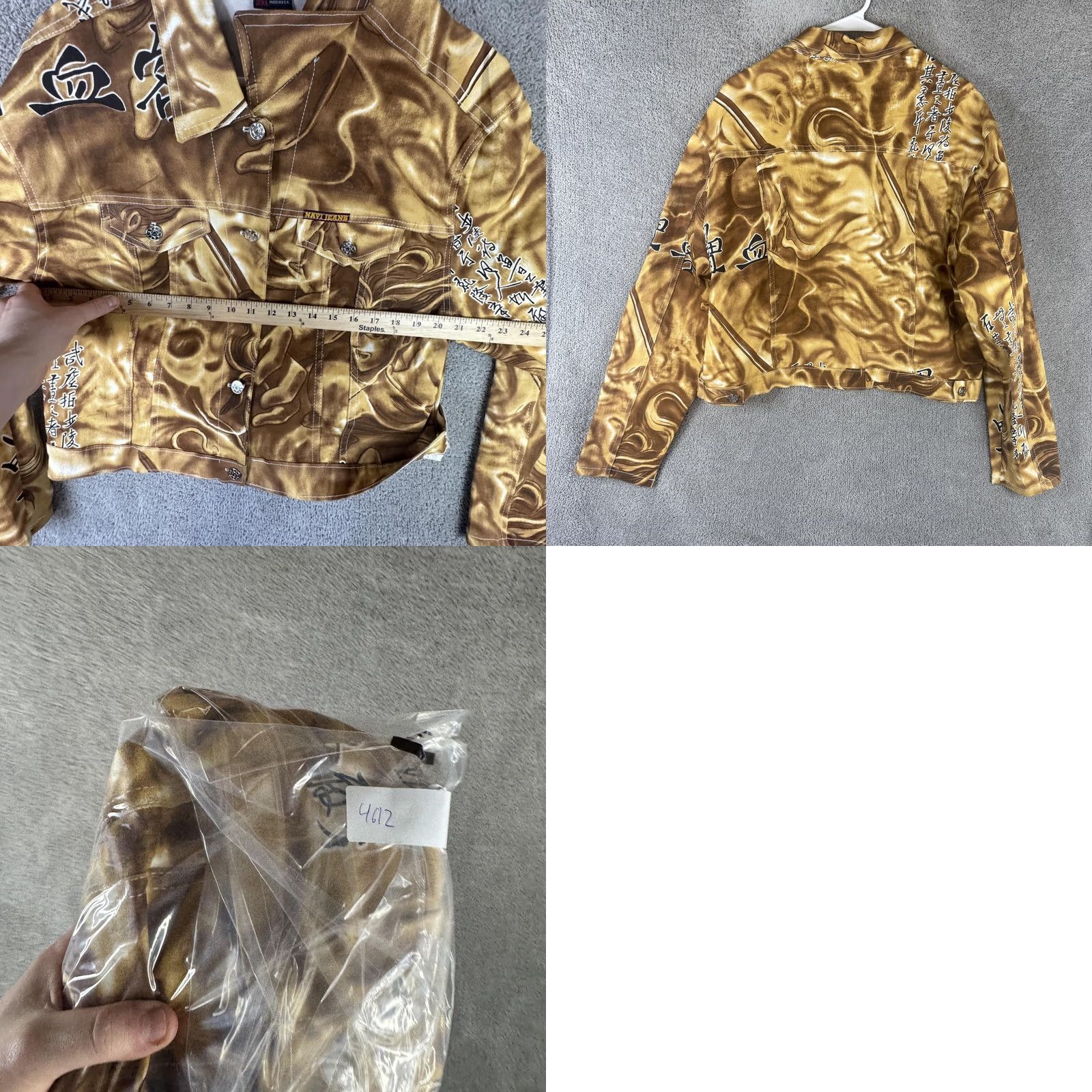 Denime VINTAGE NAVI Jacket Mens 3XL Denim Bomber Gold Anime Graphic Art USA Y2K Jacket Size US XXL / EU 58 / 5 - 9 Thumbnail