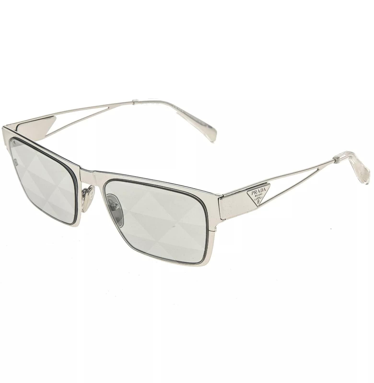 Prada PRADA TAMPO TRIANGLE Silver Mirrored PRA71Z 71Z Fashion Size ONE SIZE - 10 Thumbnail