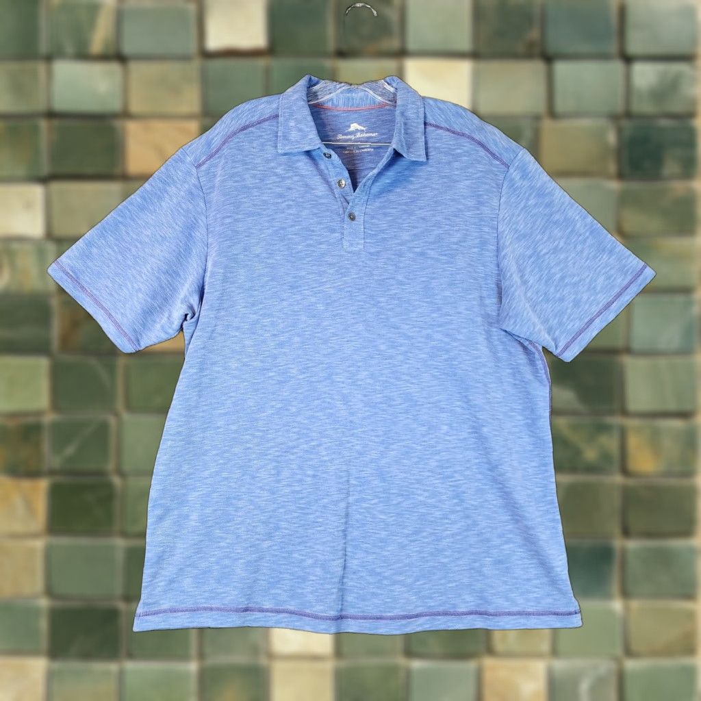 Tommy Bahama VINTAGE Tommy Bahama Polo Shirt Mens Short Sleeve Size L Blue Heathered Shirt Mens L Blue Polo Size US L / EU 52-54 / 3 - 1 Thumbnail