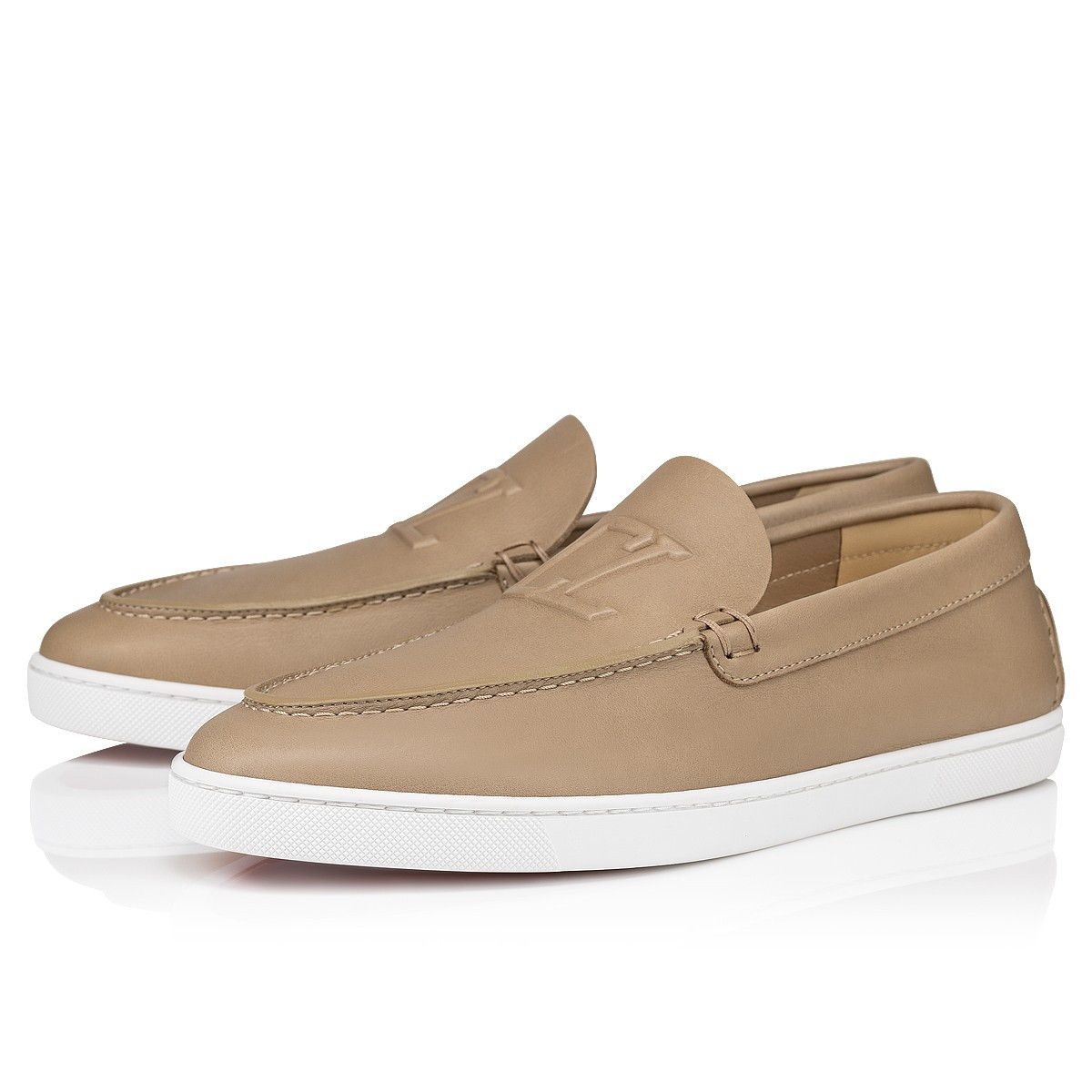 Christian Louboutin o1bcso1str0825 Varsiboat Leather Loafer in Beige Size US 12 / EU 45 - 1 Thumbnail