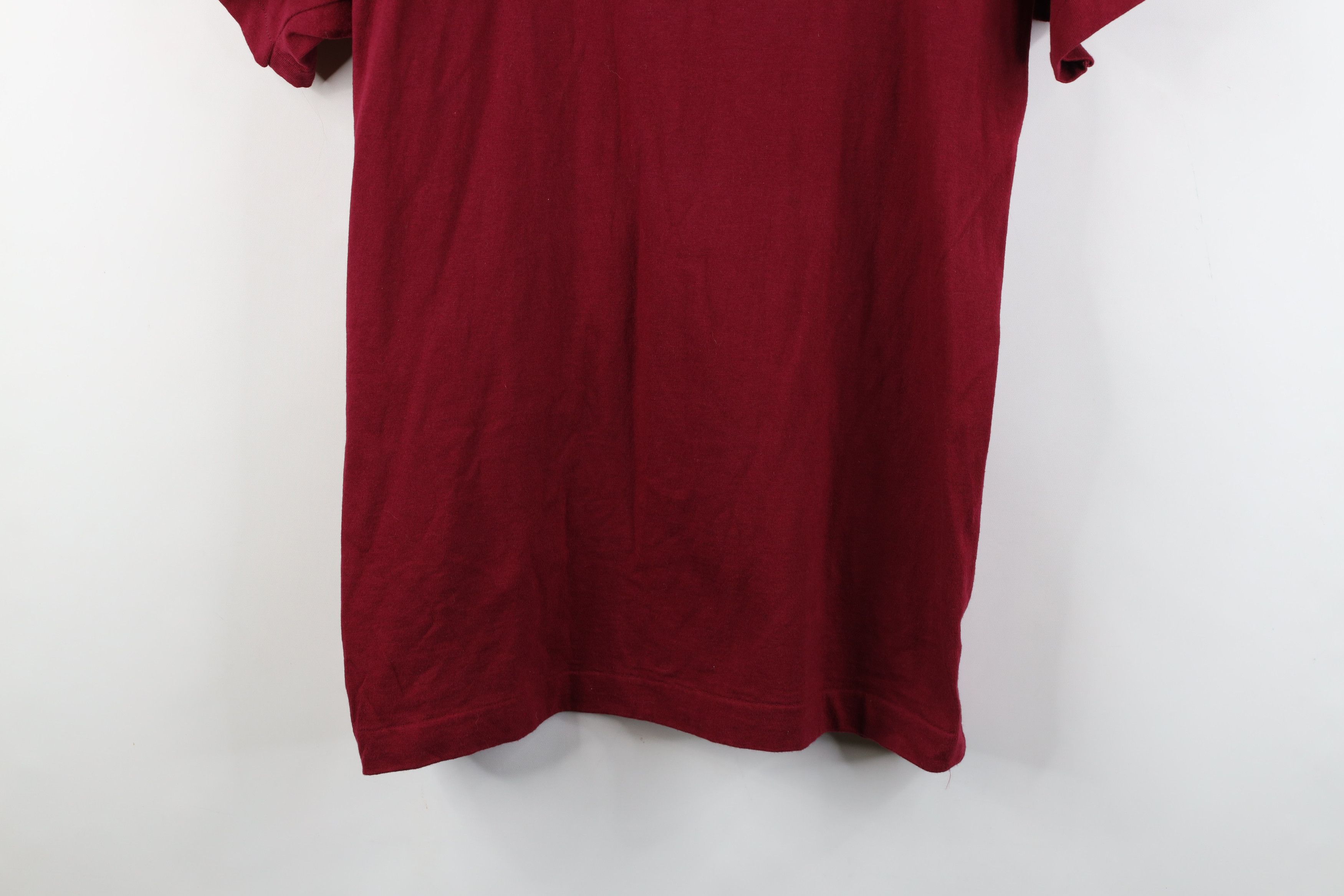 Vintage Vintage 90s Quaker Oatmeal Oats T-Shirt Burgundy Cotton USA Size US L / EU 52-54 / 3 - 3 Thumbnail