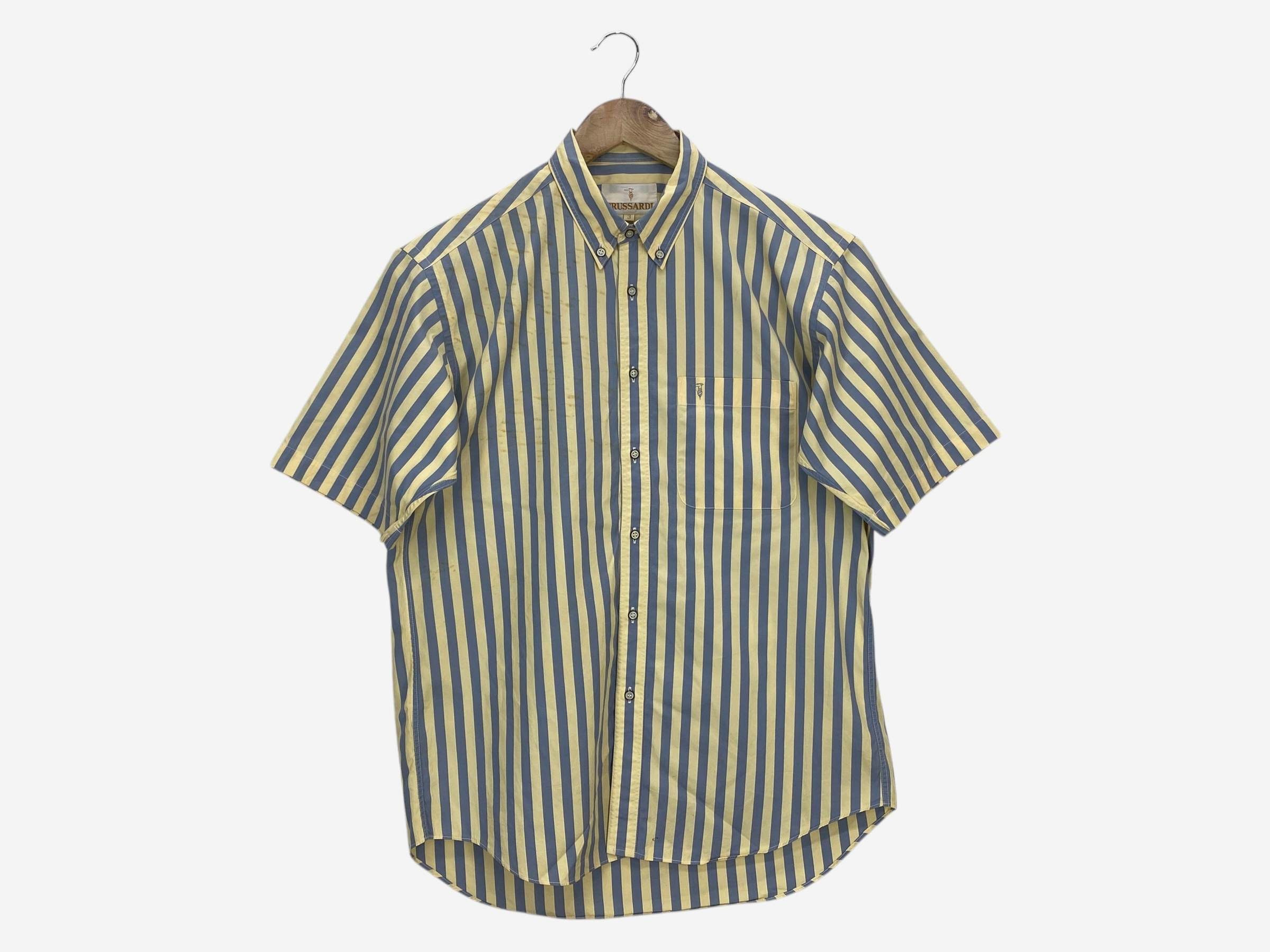 Trussardi Vintage Trussardi Striped Shirt 90s Italian Cotton Workers Size S / US 4 / IT 40 - 1 Thumbnail