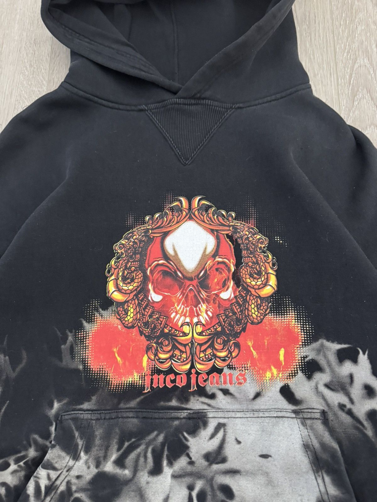 JNCO Y2K JNCO Jeans Skull Sleeve Graphic Hoodie / Sunfaded Vtg Size US L / EU 52-54 / 3 - 2 Thumbnail