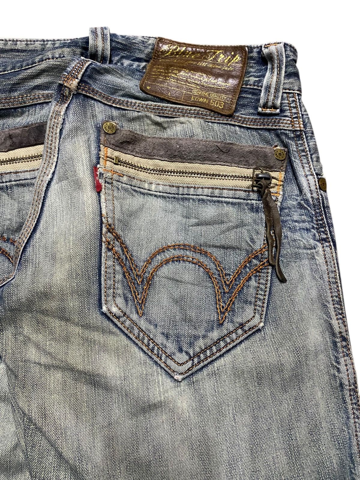 Edwin Vintage Japanese Brand Edwin Bluetrip Distressed Loose Jeans Size US 29 - 12 Thumbnail