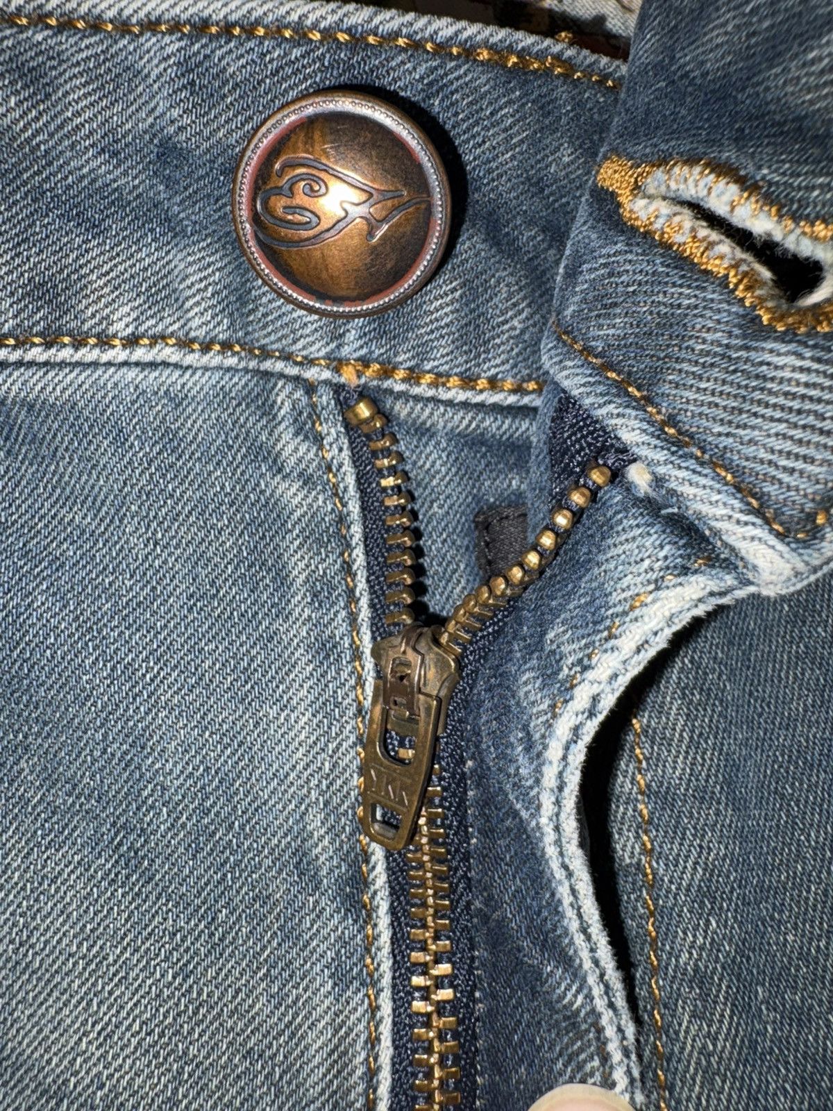 Ed Hardy VTG Ed Hardy "Dagger" Slim Taper Jean Embossed Skull Size 34 Size US 34 / EU 50 - 6 Thumbnail
