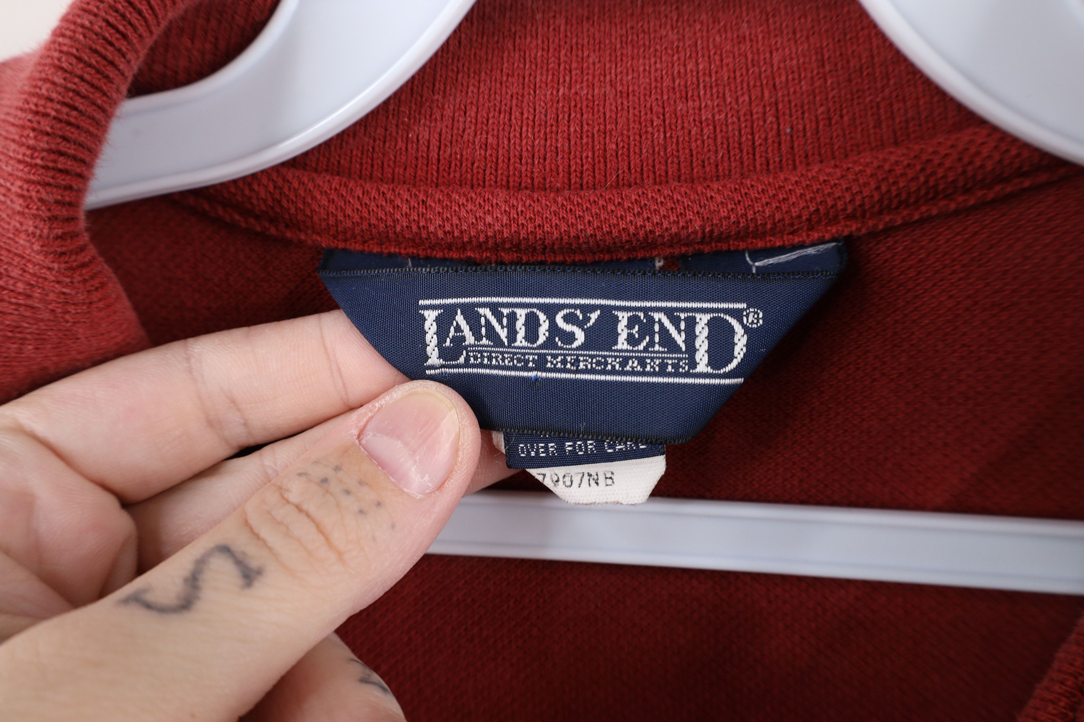Lands' End × Vintage Vintage 90s Lands End Pique Cotton Pocket Polo Shirt Red USA Size US L / EU 52-54 / 3 - 8 Thumbnail
