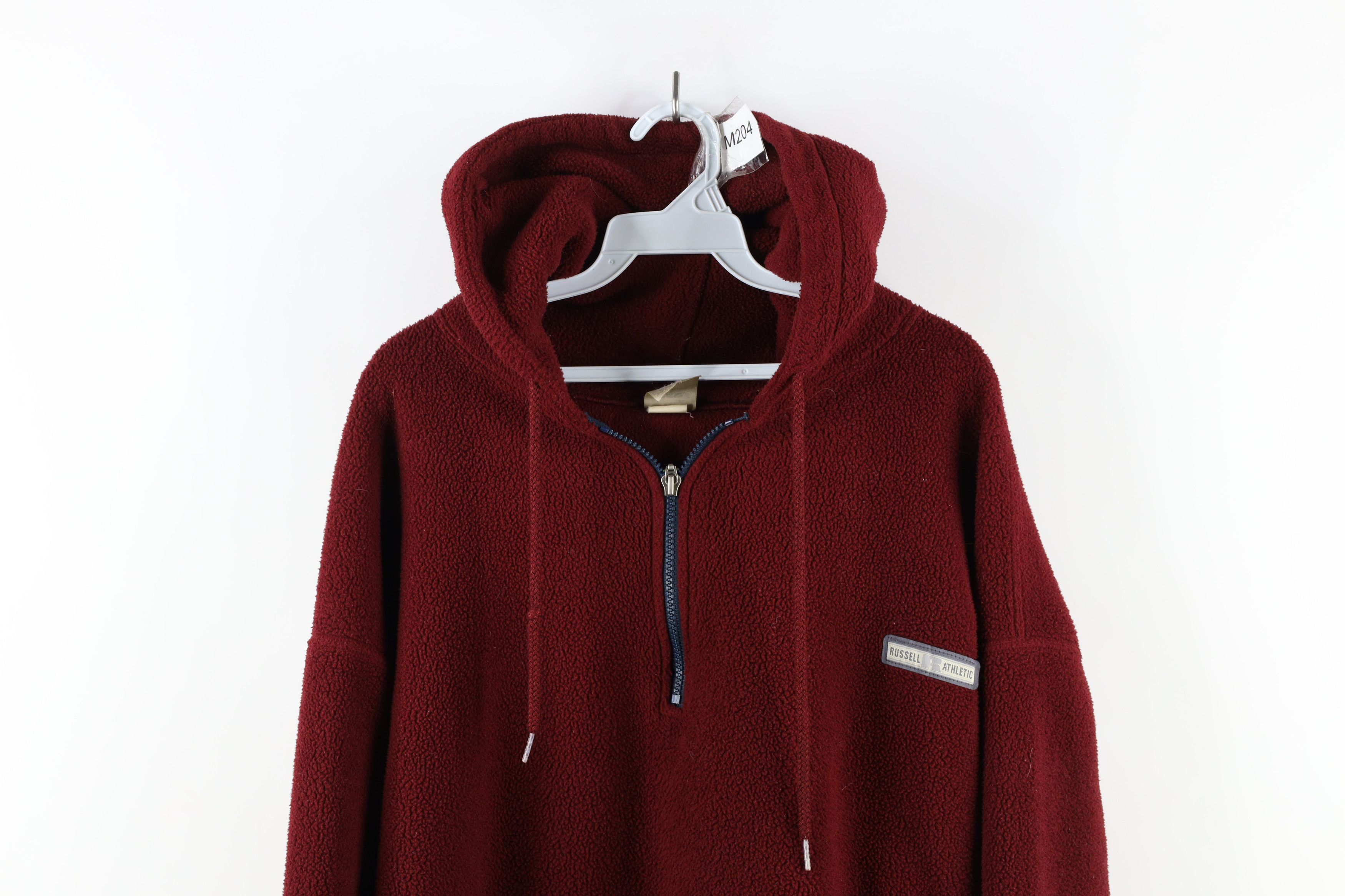 Russell Athletic Vintage 90s Russell Athletic Half Zip Fleece Hoodie Red USA Size US XL / EU 56 / 4 - 2 Thumbnail