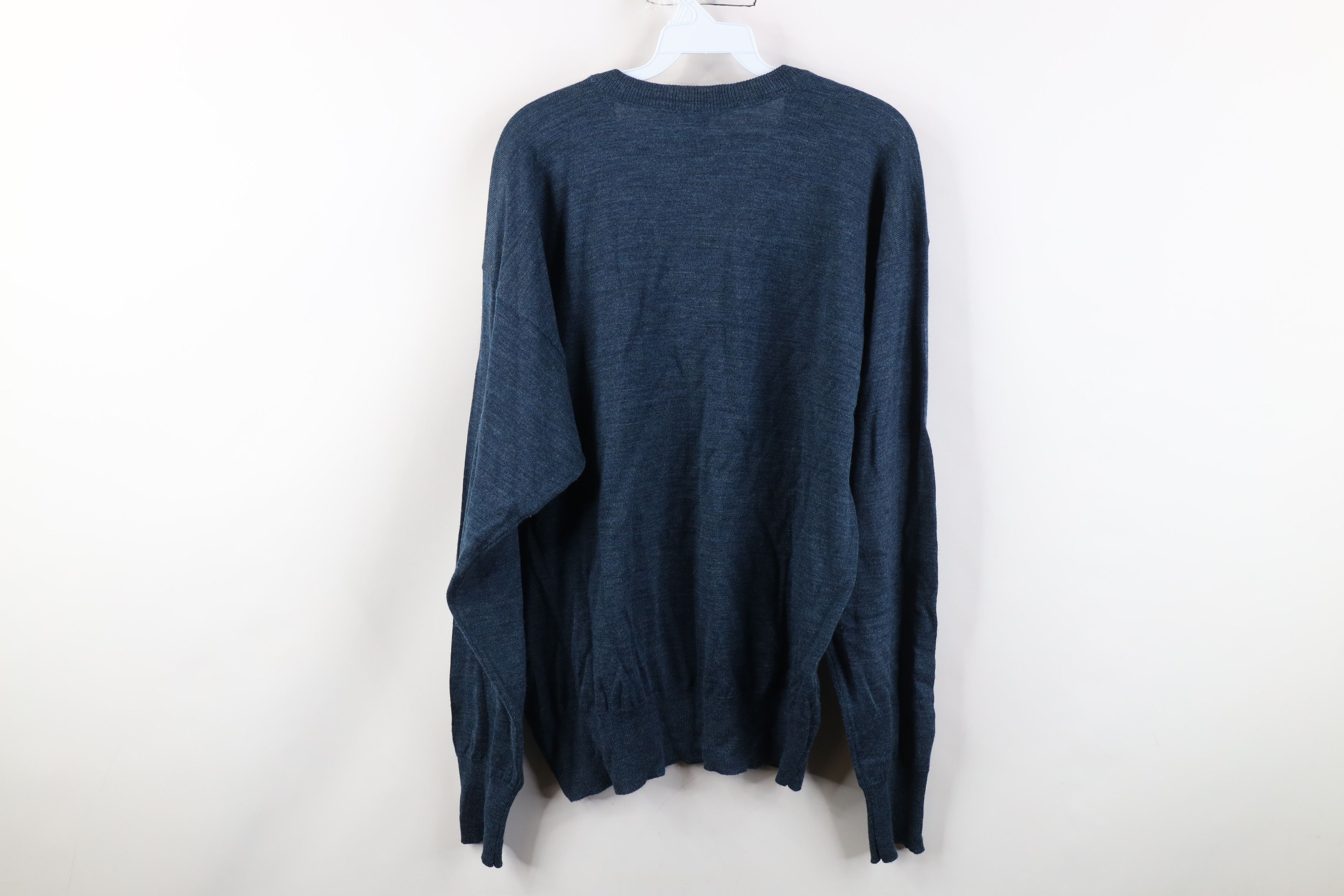Vintage Vintage 90s Streetwear New Wool Knit V-Neck Sweater Blue Size US XL / EU 56 / 4 - 8 Thumbnail