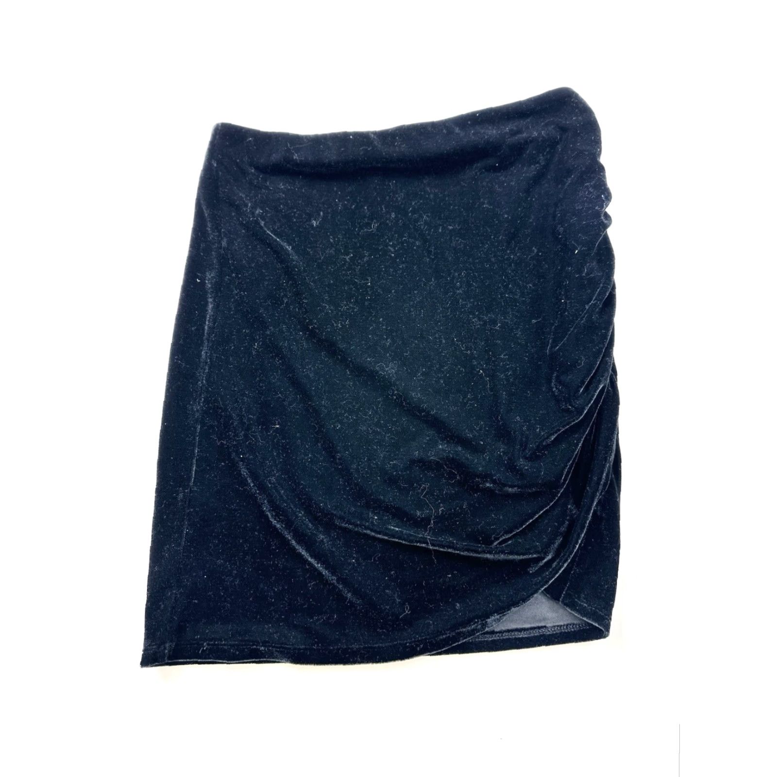 Vintage Elodie Skirt Women L Black Velvet Mini Slit Stretch All Seasons - Womens, Skirt, Velvet, Mini, Black, Elodie, L Size 36" / US 14 / IT 50 - 2 Thumbnail