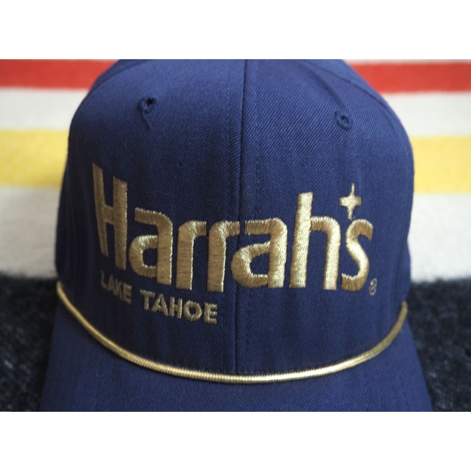 Vintage VTG 80s 90s Harrahs Lake Tahoe Resort Casino Blue USA Snapback Hat Cap OSFM Size ONE SIZE - 5 Thumbnail