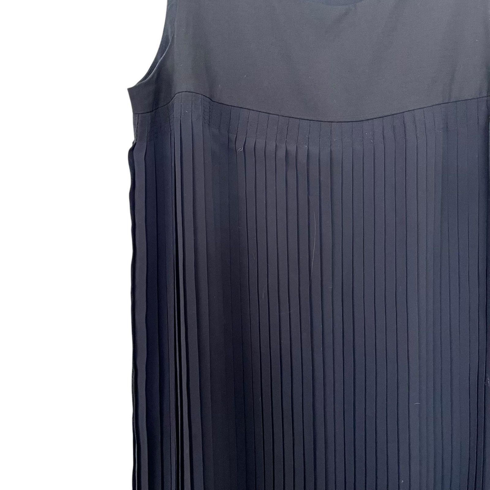 Theory Theory Solid Black Pleated Sleeveless Shift Midi Dress Size M / US 6-8 / IT 42-44 - 3 Thumbnail