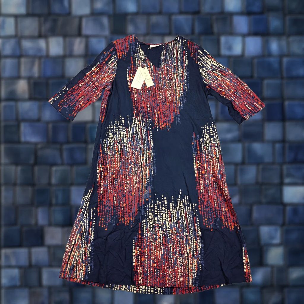 Vintage Masai Dress Womens Medium Blue MaNusala Abstract A-Line 3/4 Sleeve Midi New Size M / US 6-8 / IT 42-44 - 1 Thumbnail