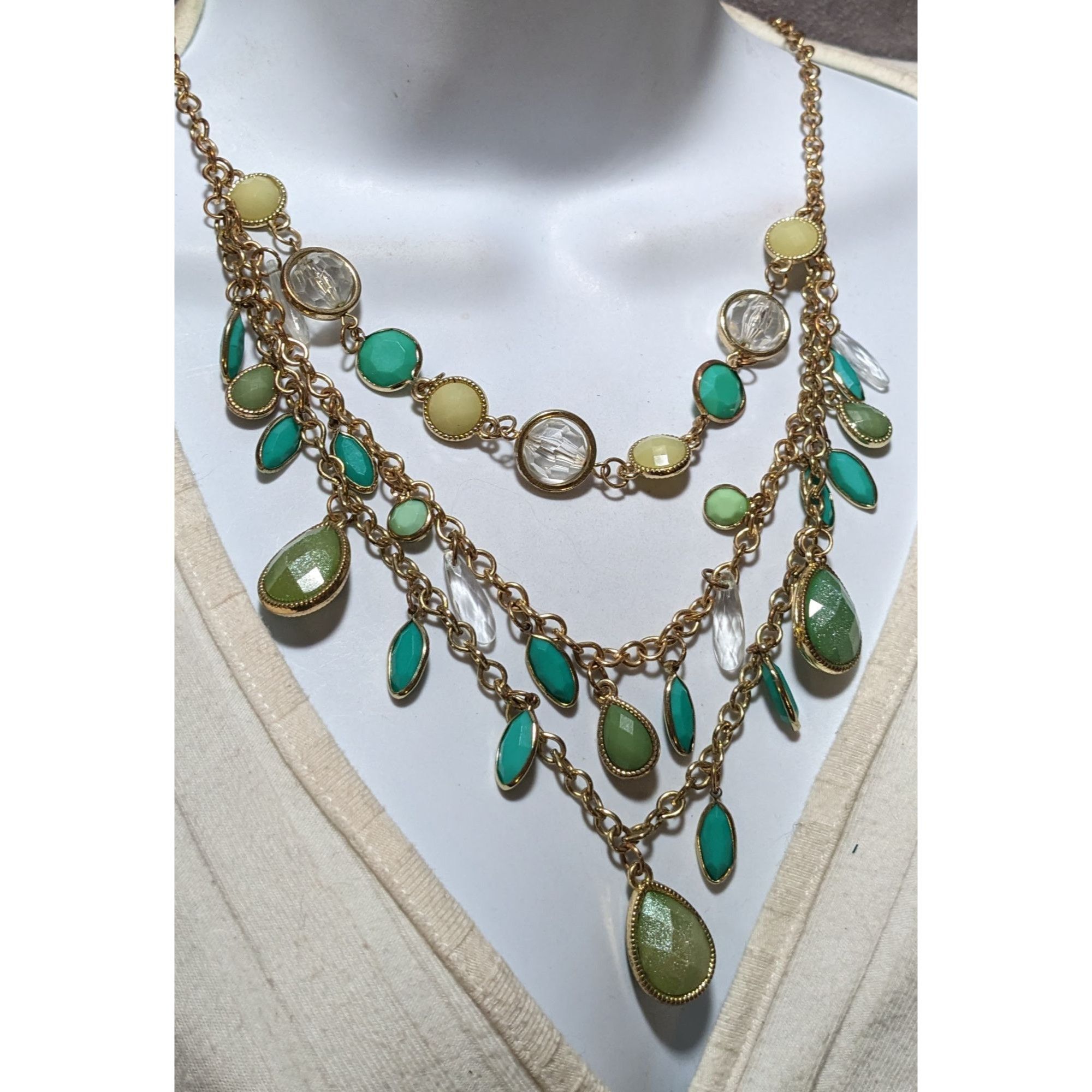 Other Festival Glam Multilayer Green And Teal Gemmed Necklace Size ONE SIZE - 6 Thumbnail