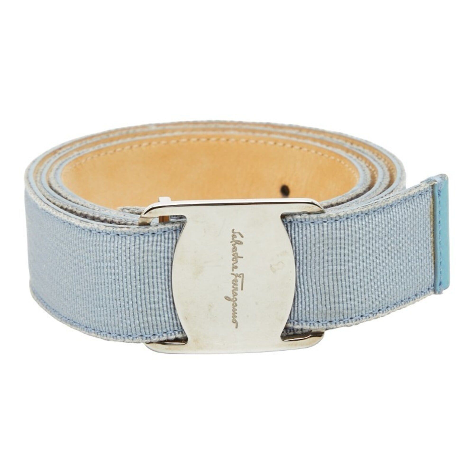 Salvatore Ferragamo Salvatore Ferragamo Vara Belt, Light Blue Canvas, Women's Size ONE SIZE - 1 Thumbnail
