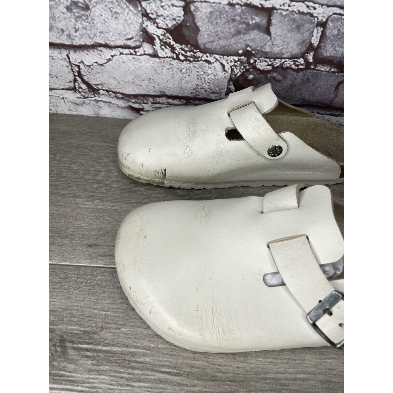 Birkenstock Birkenstock Boston White Leather Strap Slides Clogs Shoes Wo Size US 6.5 / IT 36.5 - 8 Thumbnail