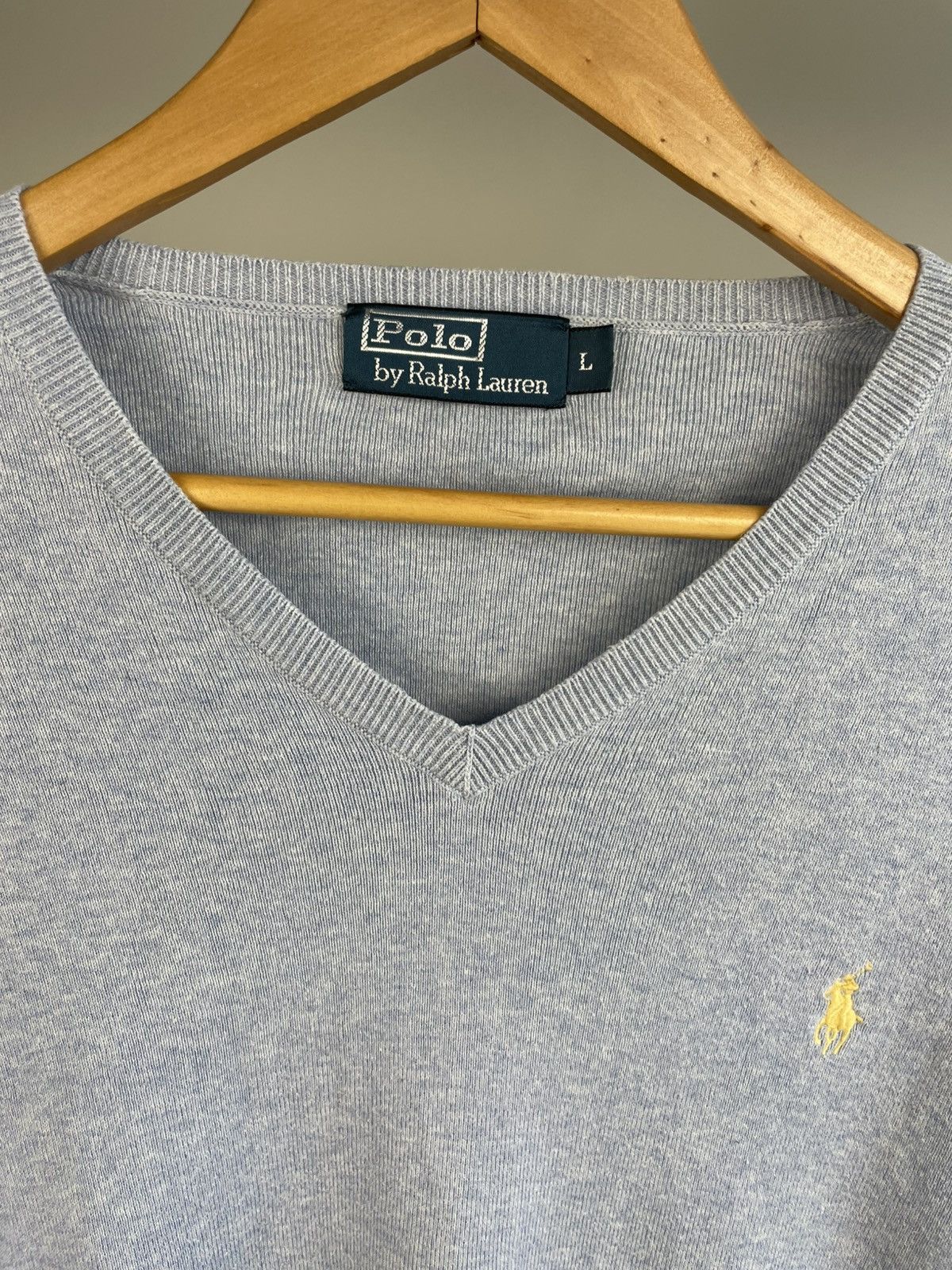 Polo Ralph Lauren × Ralph Lauren × Vintage Polo Ralph Lauren cotton vintage v neck sweater Size US L / EU 52-54 / 3 - 3 Thumbnail