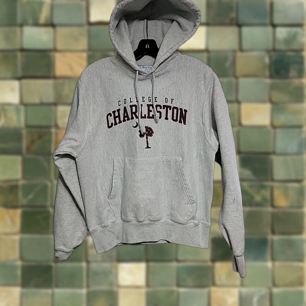 Champion VINTAGE Champion Reverse Weave Hoodie Sweatshirt Gray Sz S College Charleston Casual Men Hoodie Size US S / EU 44-46 / 1 - 1 Thumbnail