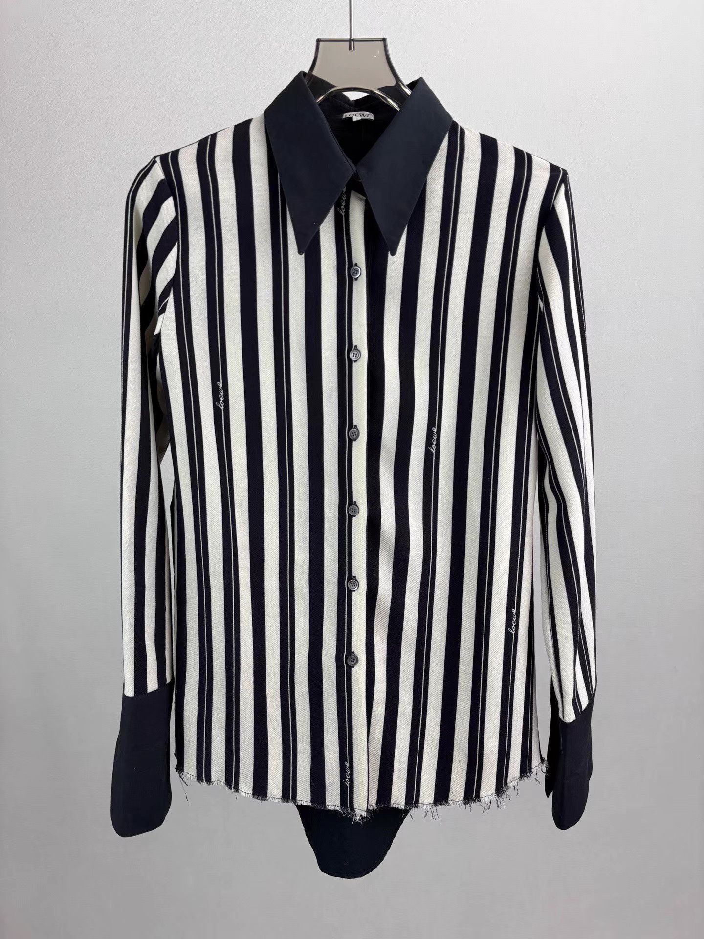 Loewe LOEWE Black and White Striped Wool Long-Sleeve Shirt K1 Size S / US 4 / IT 40 - 1 Thumbnail