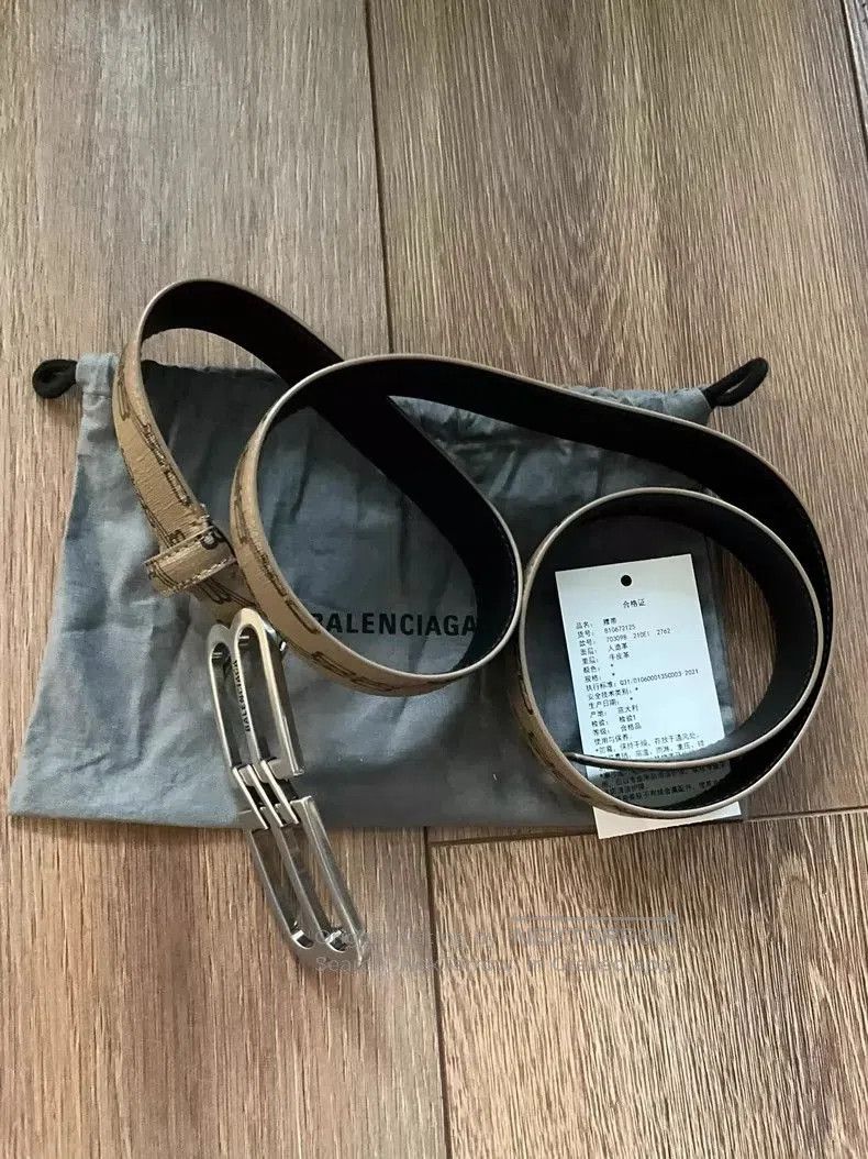 Balenciaga Balenciaga Brown Logo Belt 3.5cm Width. Size ONE SIZE - 3 Thumbnail