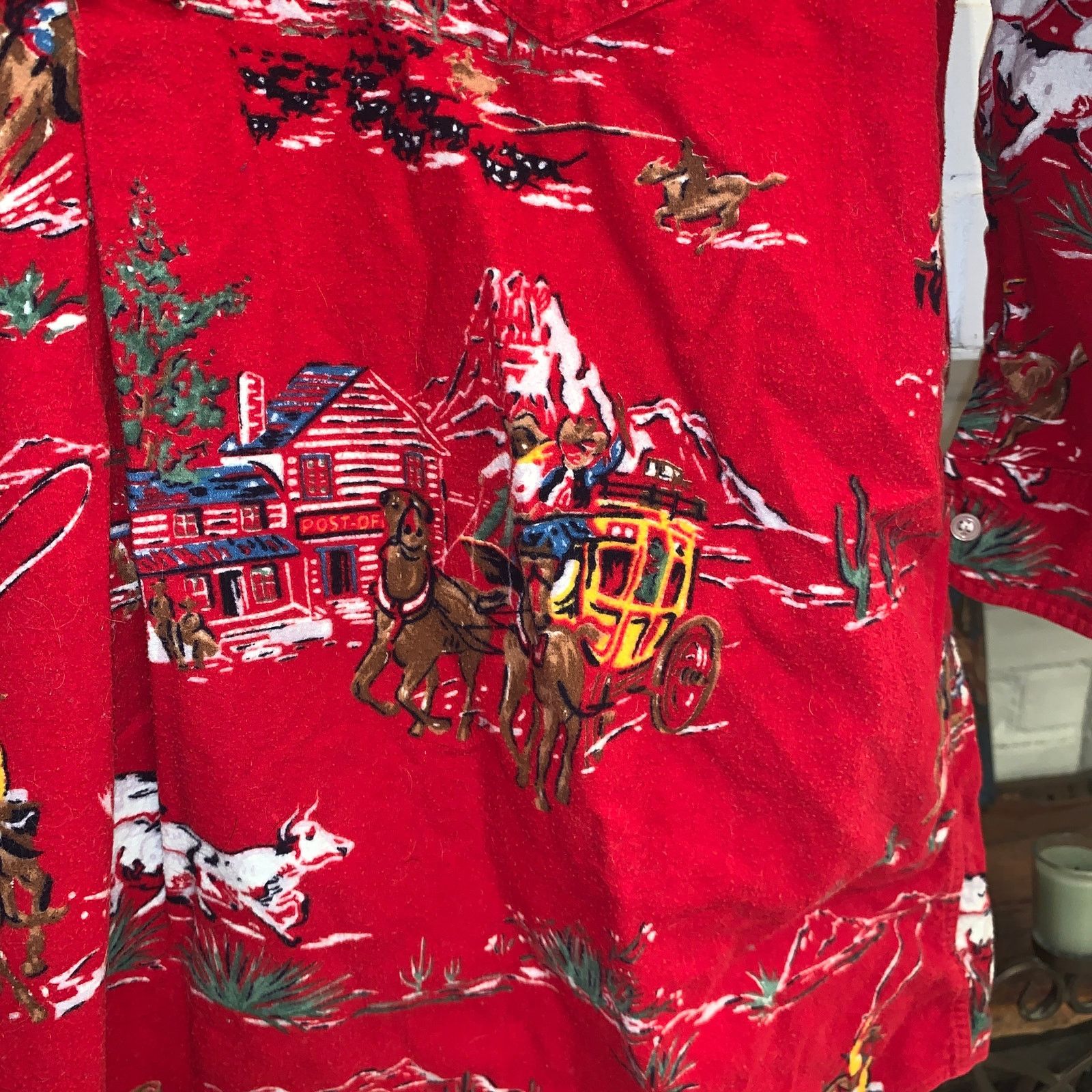 Ralph Lauren 80's RALPH LAUREN COWBOY WESTERN FLANNEL OVERSIZE NIGHTSHIRT Size ONE SIZE - 6 Thumbnail