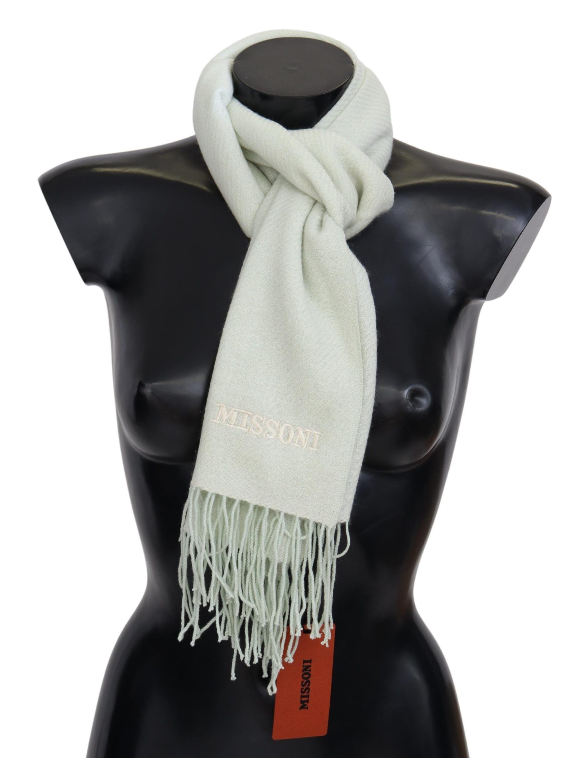 Missoni Elegant White Cashmere Men's Scarf Size ONE SIZE - 1 Thumbnail