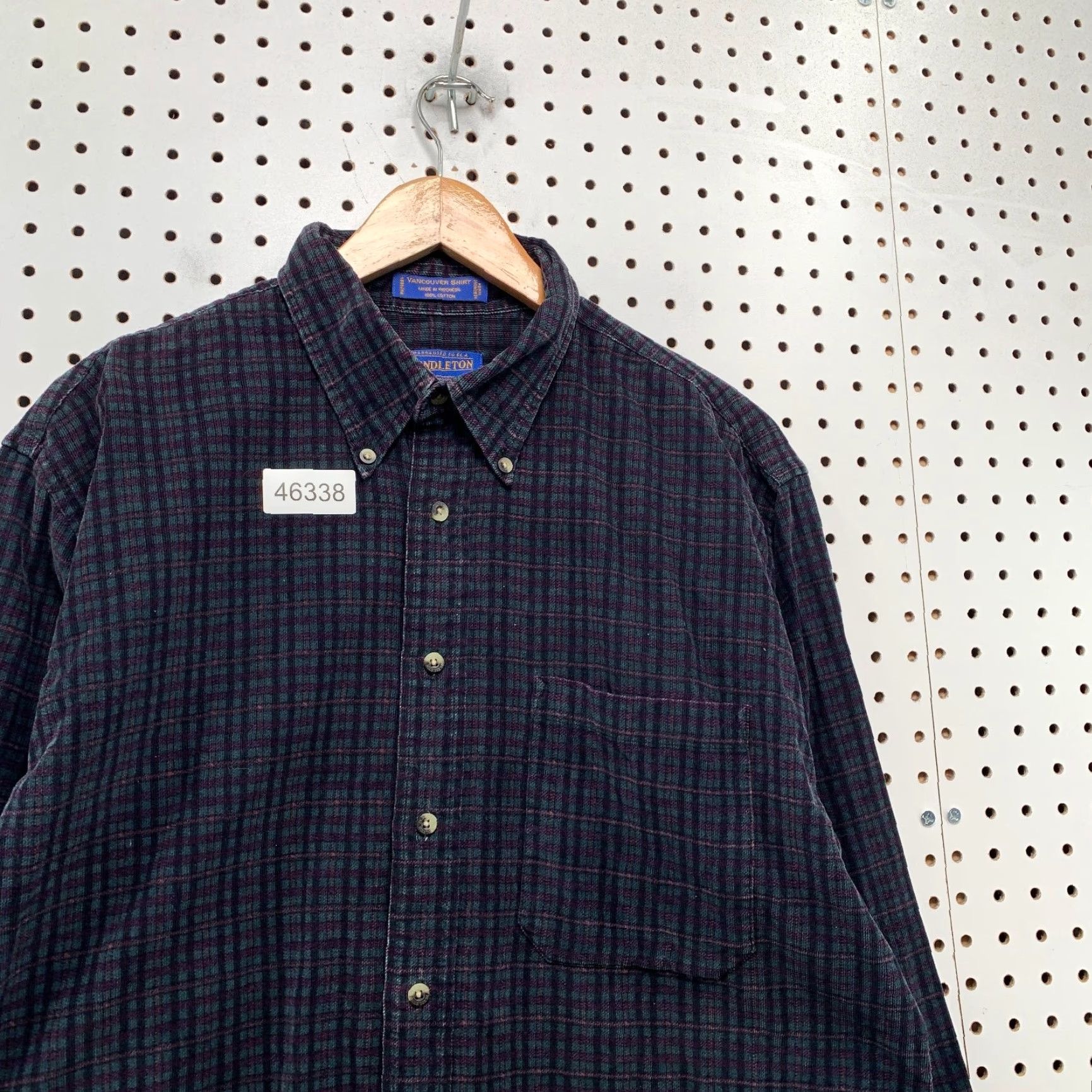 Pendleton Pendleton Button Shirt Mens Large Vancouver Green Purple Plaid Textured Size US L / EU 52-54 / 3 - 6 Thumbnail