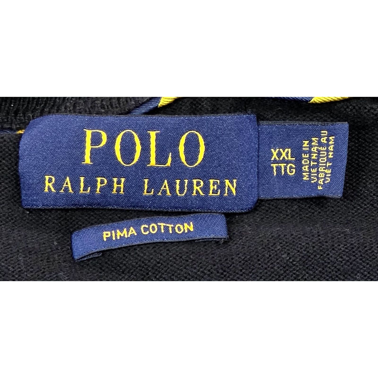 Polo Ralph Lauren Polo Ralph Lauren Sweater Mens 2XL Black V-Neck 100% Cotton Pima Logo Embroidered Classic Knit Pullover Shirt Size US XXL / EU 58 / 5 - 7 Thumbnail
