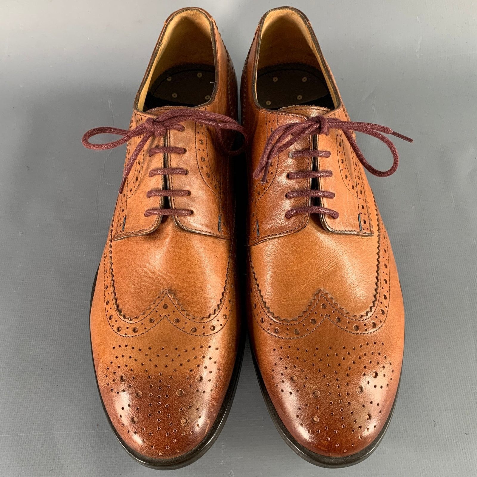 Paul Smith Size 8 Panorama Tan Perforated Leather Wingtip Lace-Up Shoes Size US 8 / EU 41 - 4 Thumbnail
