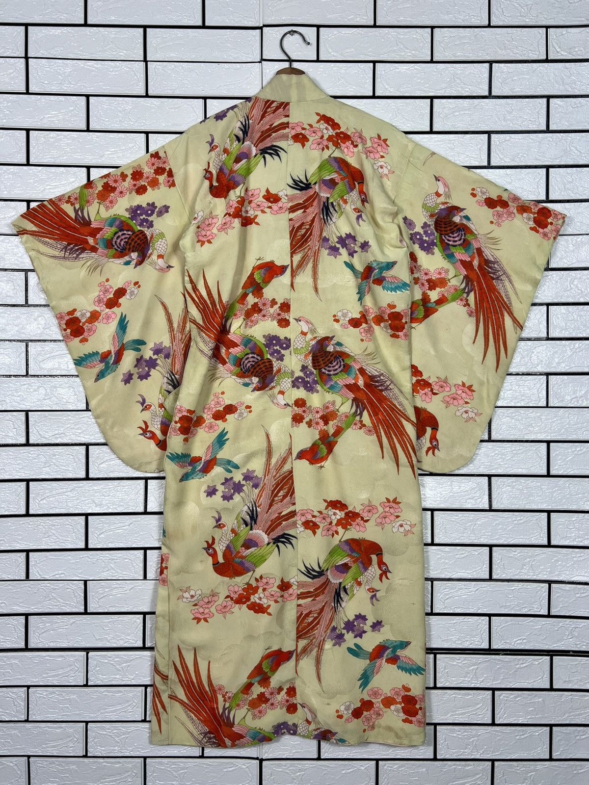 Japanese Brand Vintage Kimono Motif Design Phoenixes Florals #4152-C190 Size M / US 6-8 / IT 42-44 - 14 Thumbnail