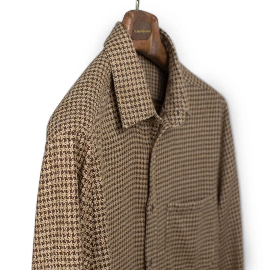 Portuguese Flannel NWOT Abstract Pied Poule shirt - Tan and Brown - Medium Size US M / EU 48-50 / 2 - 4 Thumbnail