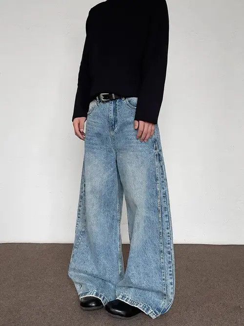Jean Wide Leg Baggy Jeans, Loose Flare Jeans Size US 32 / EU 48 - 3 Thumbnail