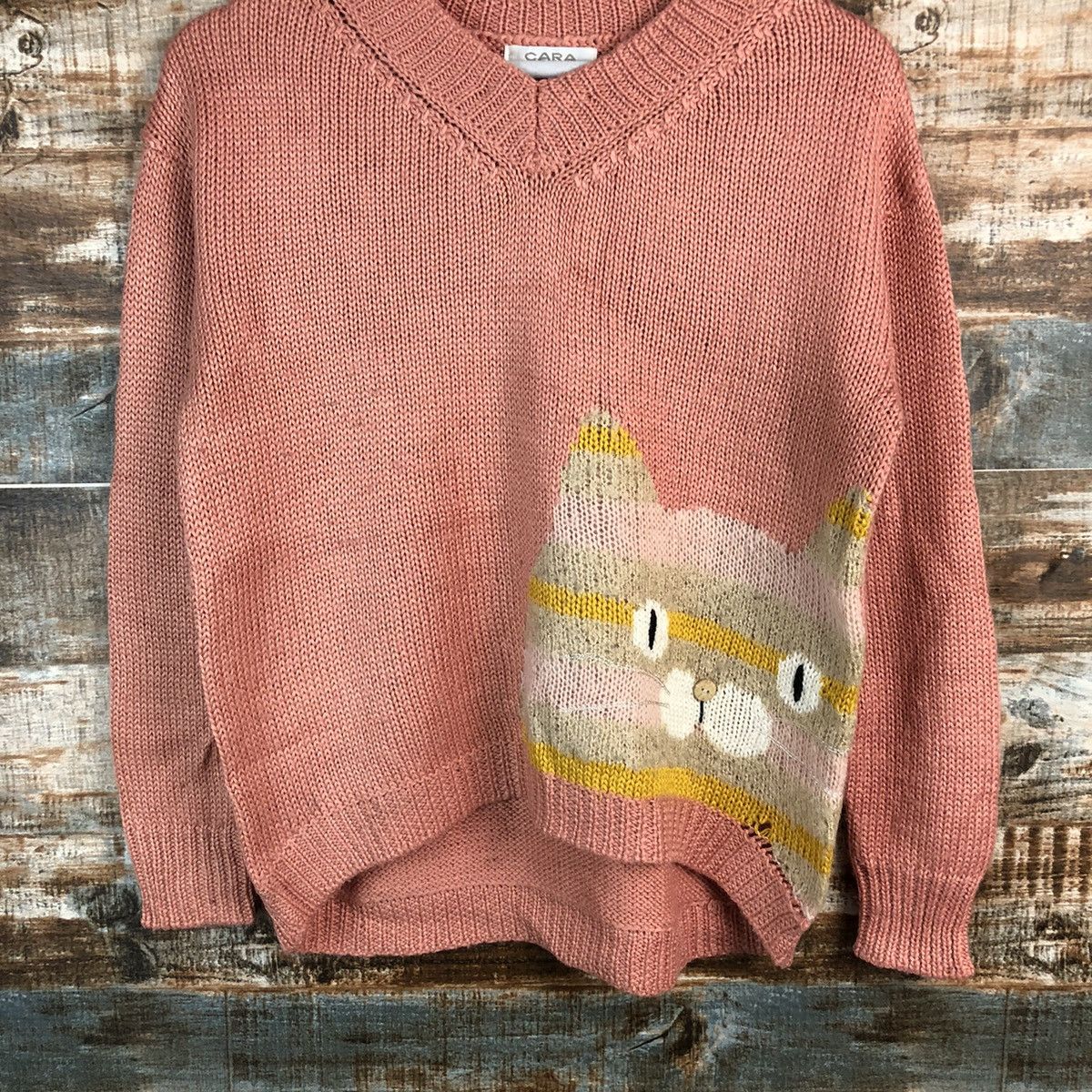Homespun Knitwear × Japanese Brand × Vintage Cara cat vintage Pink Knitwear #A1265 Size M / US 6-8 / IT 42-44 - 6 Thumbnail