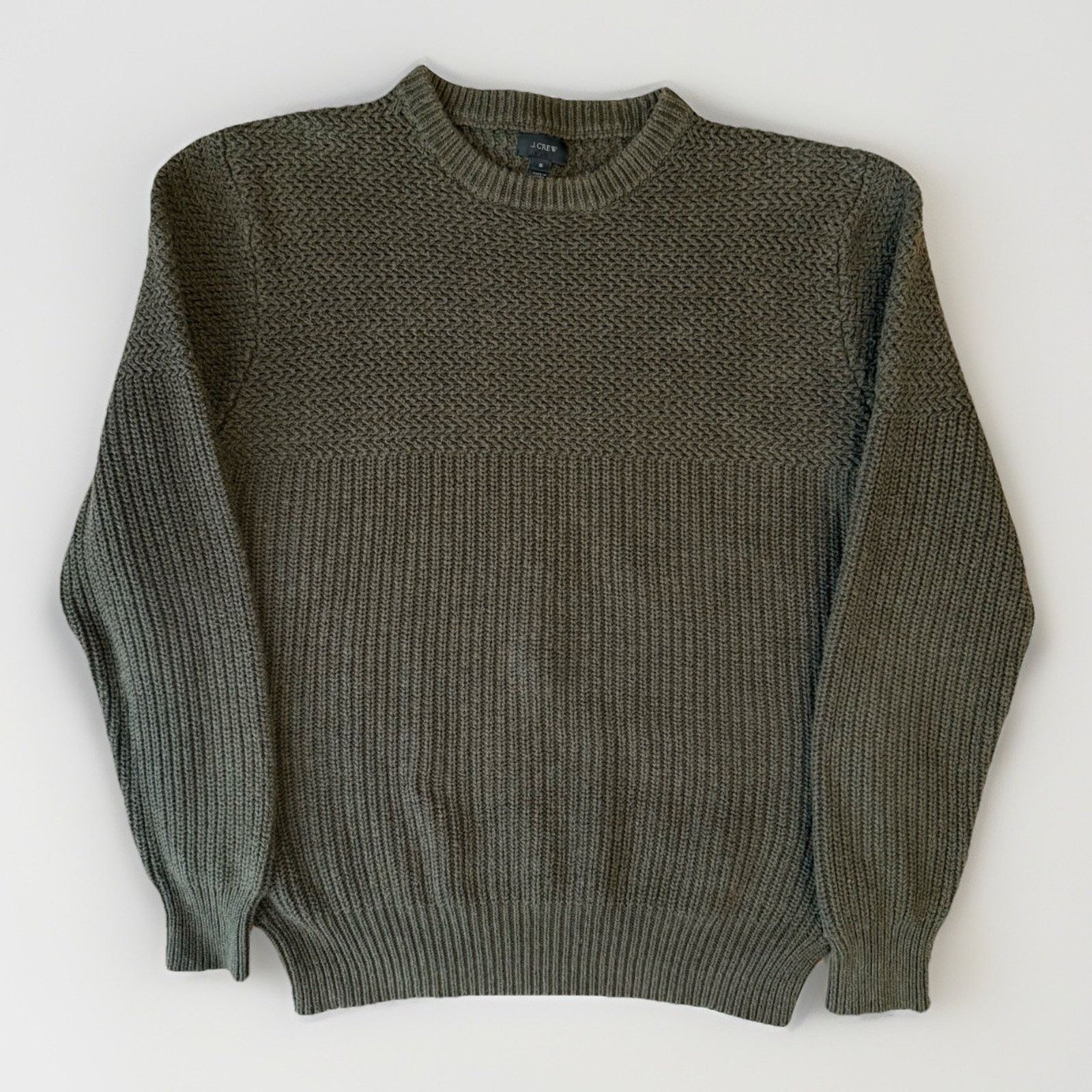J.Crew J Crew Sweater Small Olive Green Cotton Knit Pullover Size US S / EU 44-46 / 1 - 1 Thumbnail